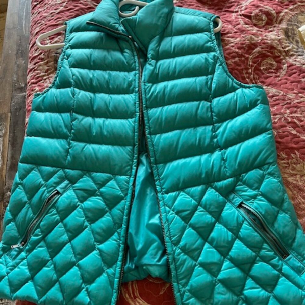 Aqua quilted puffy vest